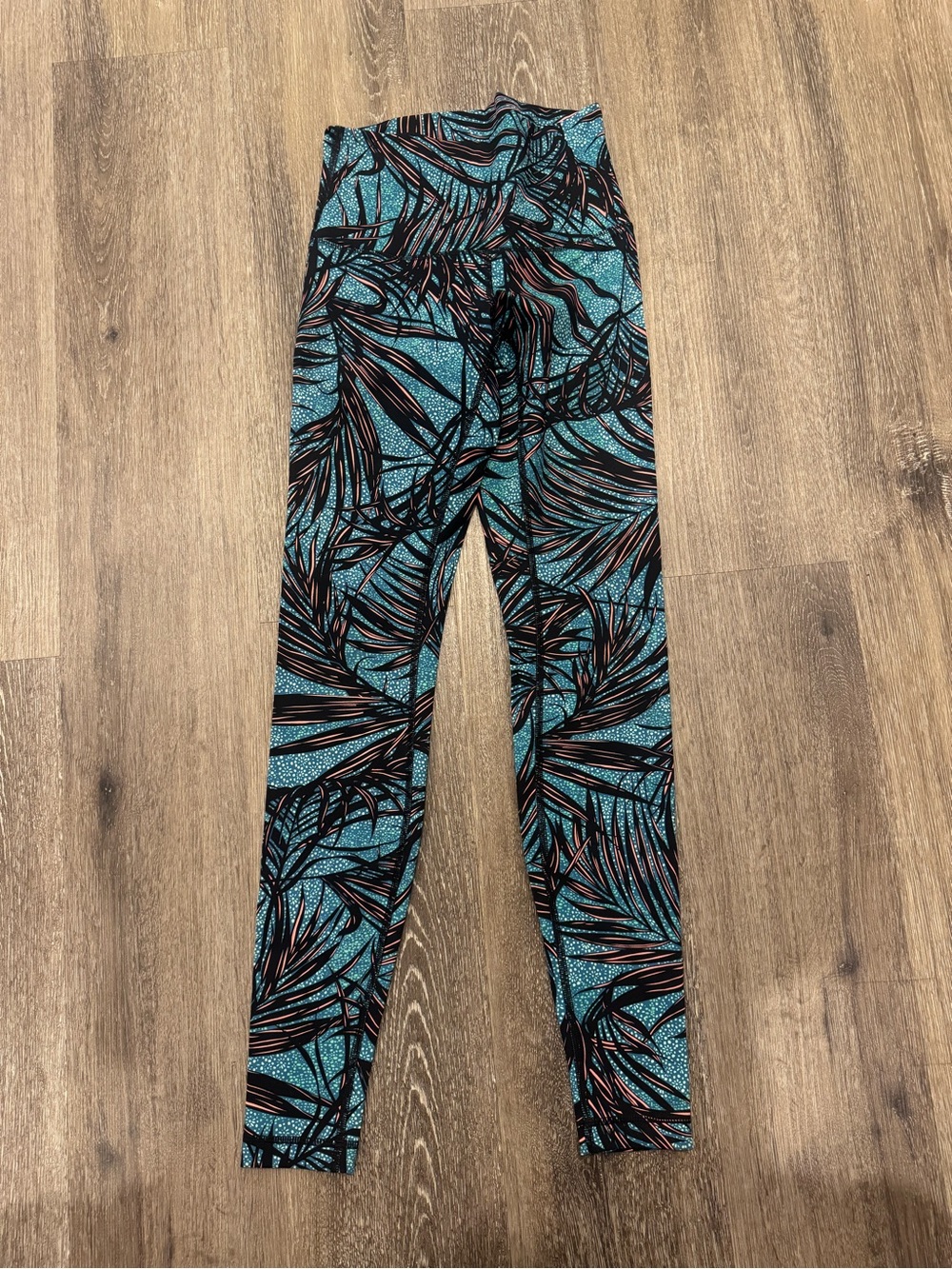 lululemon athletica Teal Palm-Print Leggings